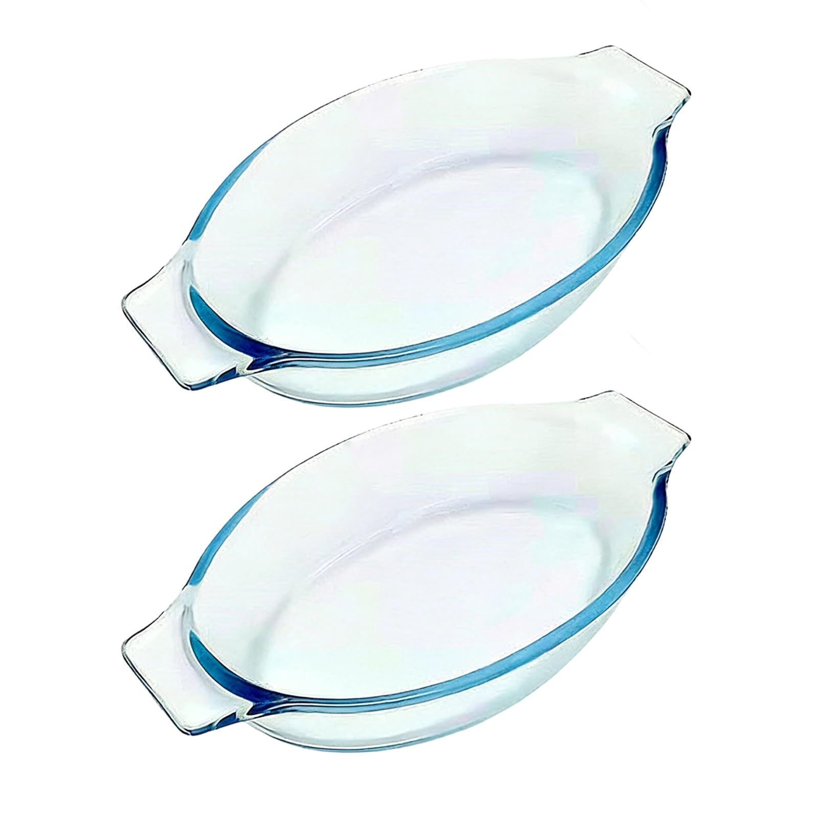LUCKGONI 2 Items Small Elliptical Glass Cooking Dishes For Oven Microwave Safe Cookware Baking Pan
