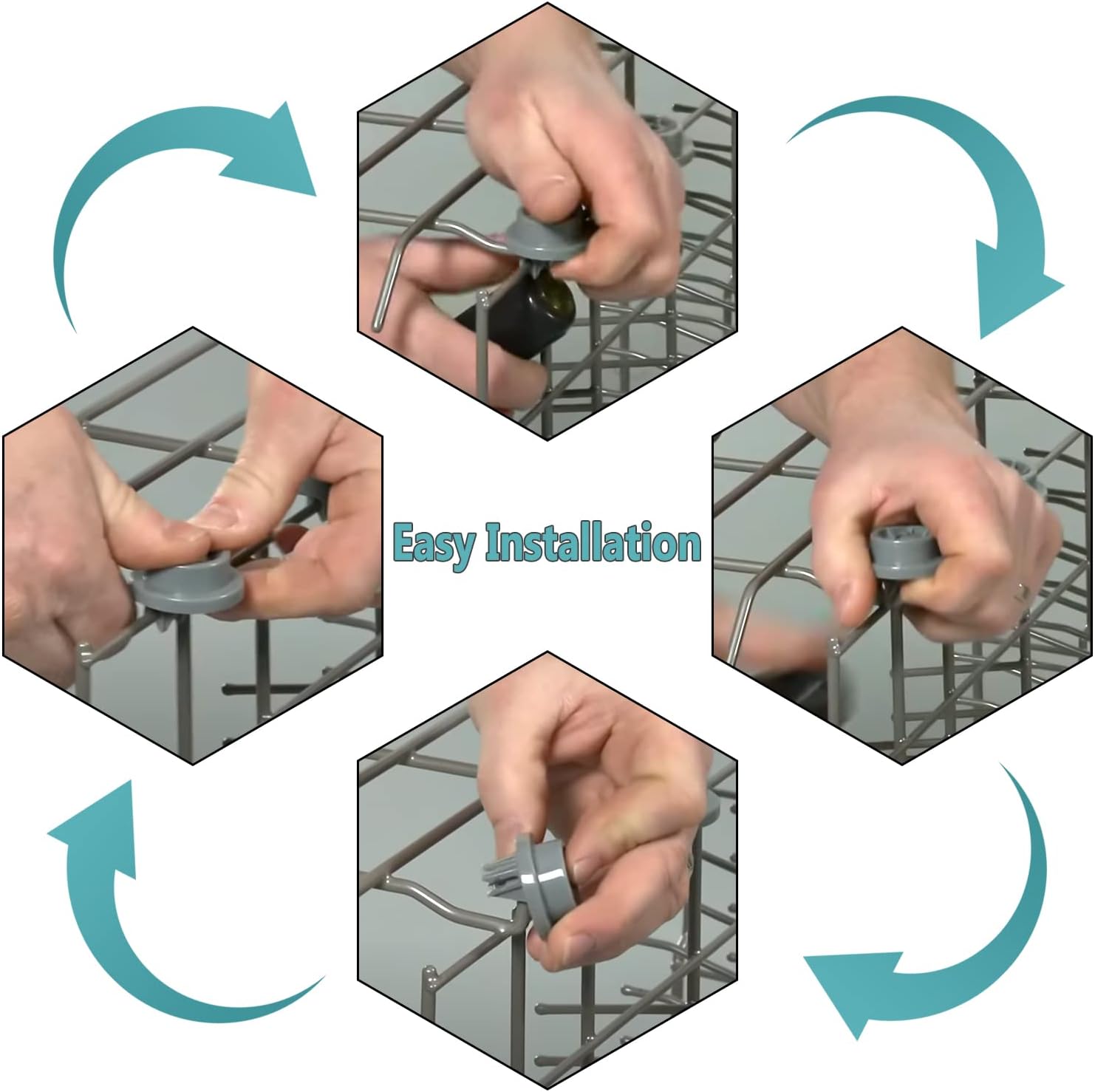 Cenipar Universal Dishwasher Silverware Replacement Cutlery Basket and DD66-00023A Dishwasher Wheels Lower Upper Rack Roller (8Pack)