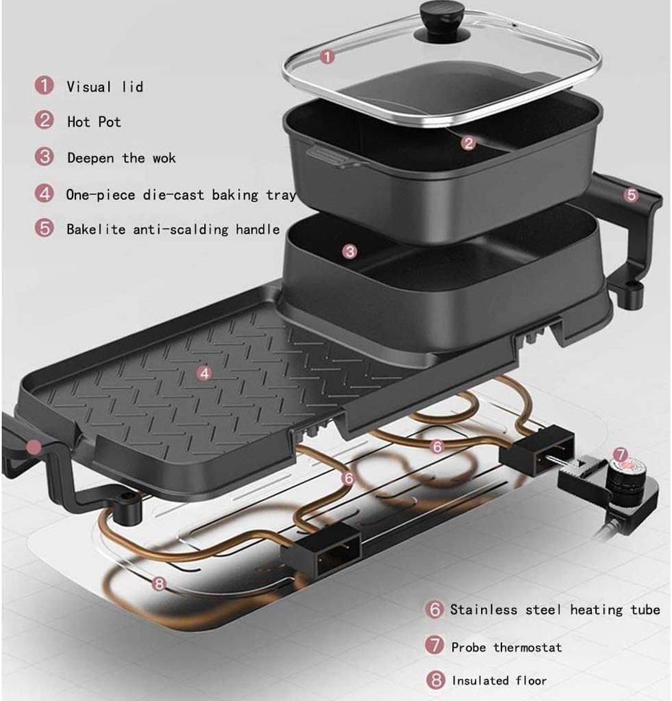 The Electric Grill and Hot Pot,Non-stick coating surface, with Glass Lid Even Heat Without Sandwich