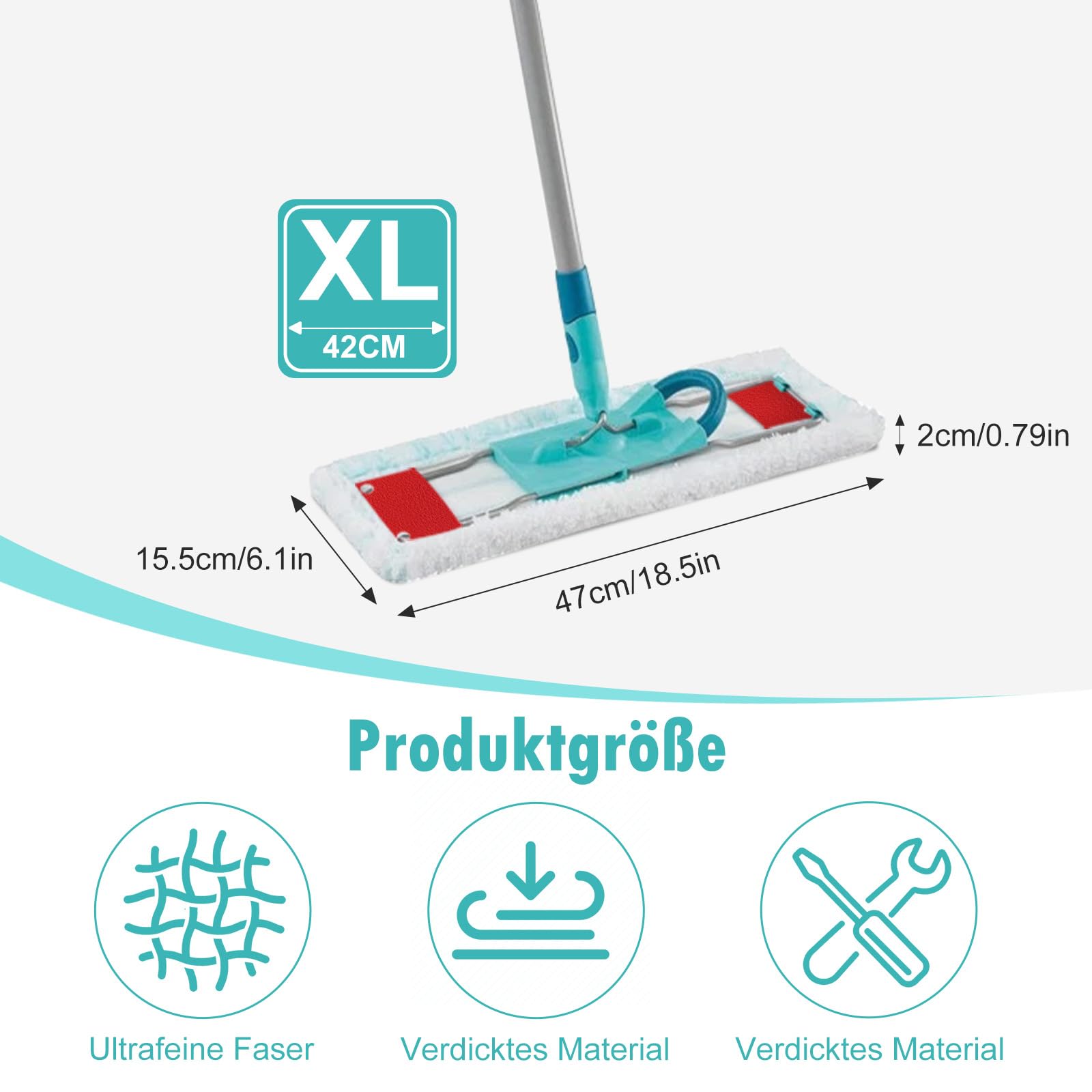 4 Stück Wischbezüge Zubehör für Leifheit Profi XL Micro Duo / Profi XL Cotton Plus, Mikrofaser Putzlappen , Bodenwischer Ersatzbezug für Alle Hartböden