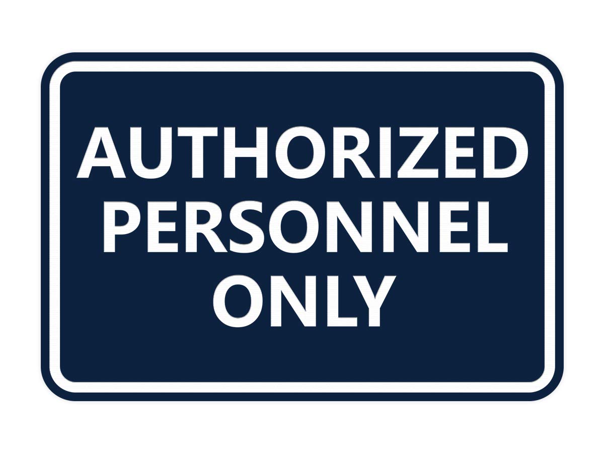 Signs ByLITA Classic Framed Authorized Personnel Only Sign (Navy Blue/White) - Large 10 Pack