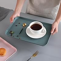 Vista 2 de Paquete de 3 bandejas de plástico de 8 x 12 pulgadas, color azul, bandeja antideslizante de grado restaurante, excelente para bodas, bufés