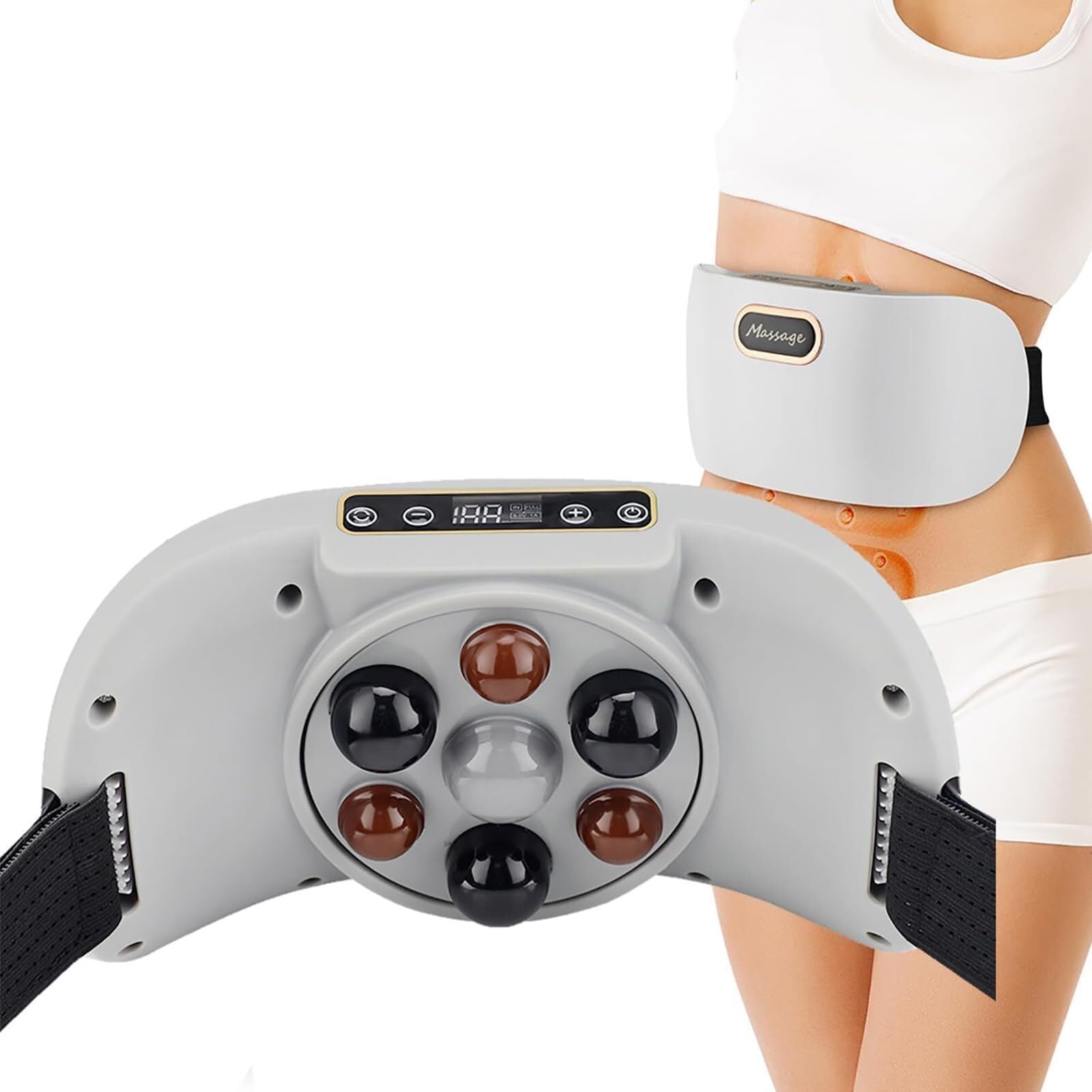 Electric Abdominal Heating Belt, Electric Bian Stone Tummy Kneading Instrument, 3 Modes/3 Levels Of Intensity Adjustment/15-minute Self-stop, for Abdominal, Back, Neck