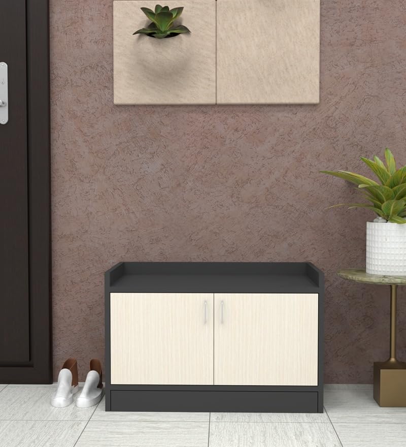 Image of SPECIALITY PANELS 2 Door Shoe Rack with Storage Cabinet, Grey and White, 75x49x37.5 cm, DIY Assembly