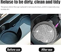 Vista 5 de zipelo Bling Car Cup Coaster, 2 Pack Universal Vehicle Anti-Slip Cup Holder Insert Coasters, Crystal Rhinestone Silicone Shockproof Drink Mat, Car