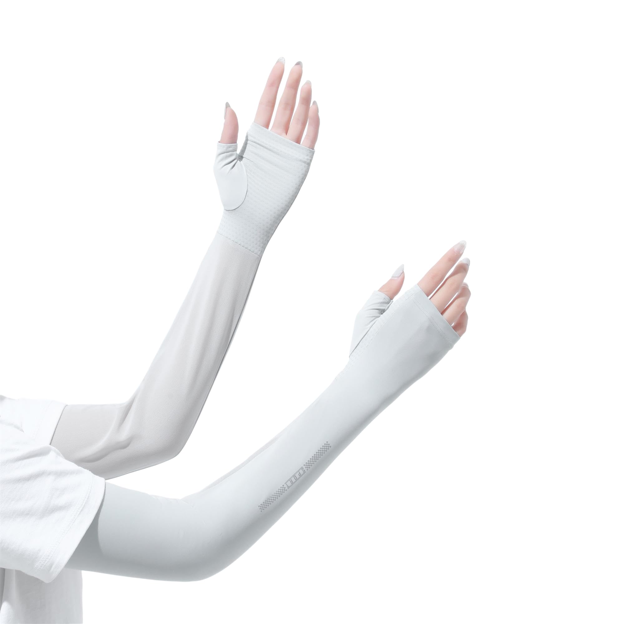 Antcher Unisex Gray Uv Sun Protection Gloves Sunscreen Long Driving Gloves Touchscreen Mittens Cooling Arm Sleeves For Golf Cycling Fishing Hiking Running (Gray)