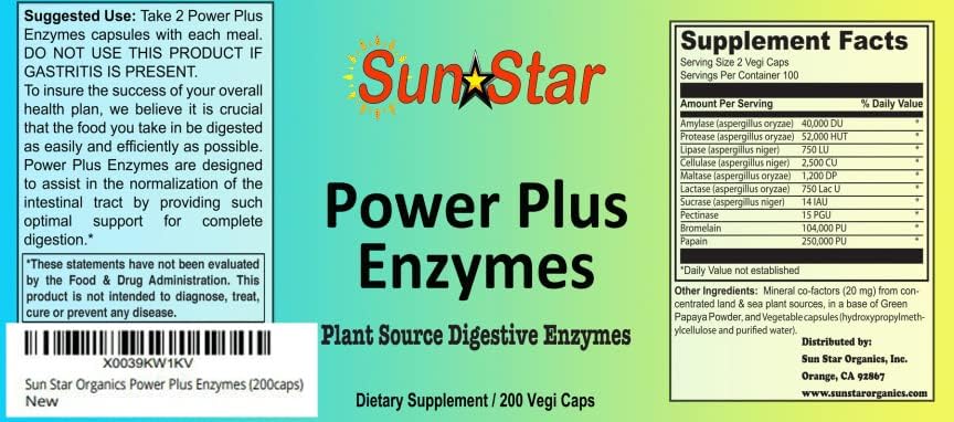 Power Plus Enzymes Digestive Supplement (200 Capsules)