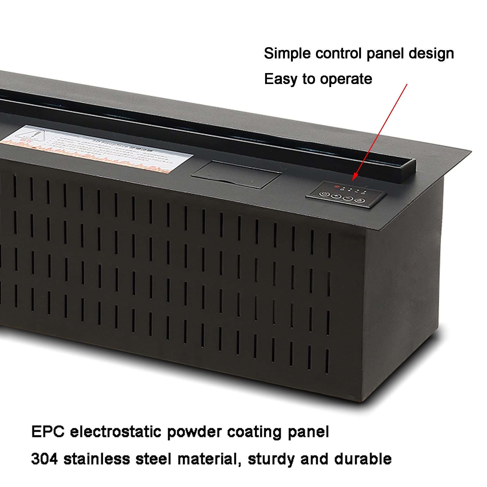 Caminetti elettrici Camino elettrico Pannello ultrasottile da incasso montato □ Camino elettrico con telecomando, Fiamma lunga 3D, L 31.5 "× W 9.4" × H 7.9 "(Matte Nero) Buono per l'inverno
