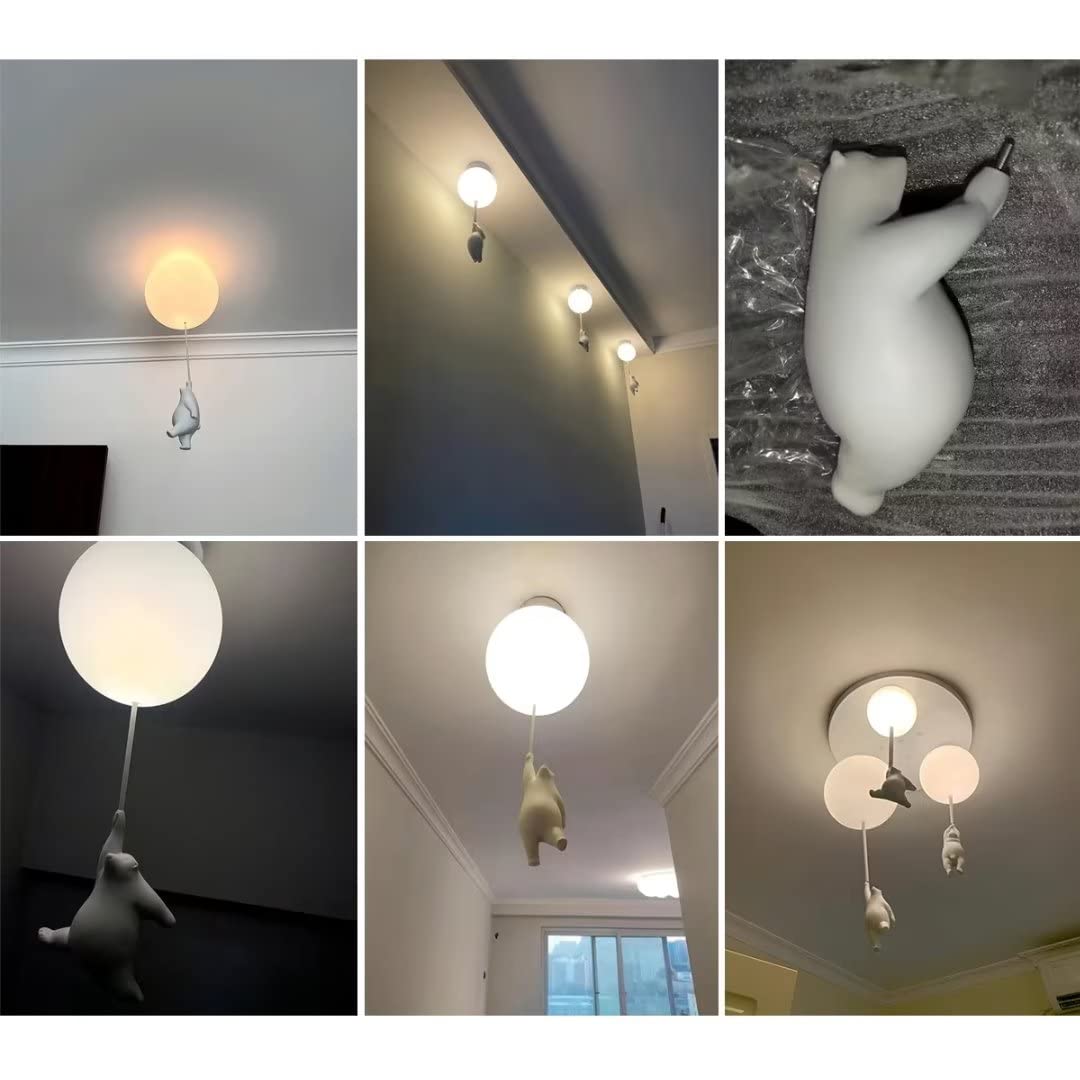 Plafoniera a LED a palloncino creativo con ciondolo a forma di orso polare Lampadario da soffitto per camera da letto per bambini adorabile per camera da letto, camera dei bambini