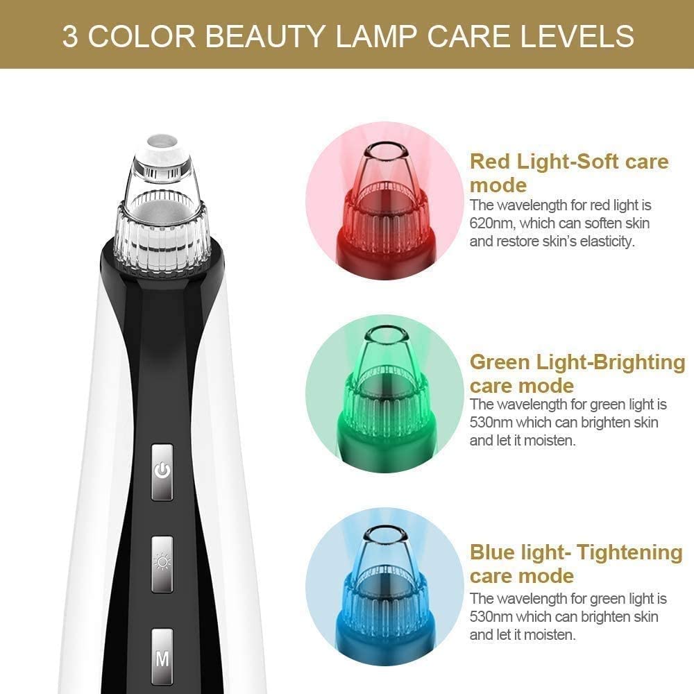 ESHINEDE Detergente for pori di Punti Neri, dispositivi elettrici di aspirazione for Punti Neri for Il Viso, 5 aspiratori Regolabili USB Ricaricabile for Acne comedone Extractor