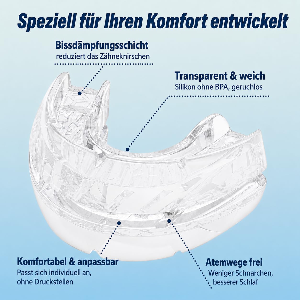 Schnarchstopper Anti Schnarch, Schnarchschiene– Ergonomisch, Effektiv Gegen Schnarchen, Anti-Snoring Mouth Guard, Verbessert Schlafqualität für Männer und Frauen (Weiß)