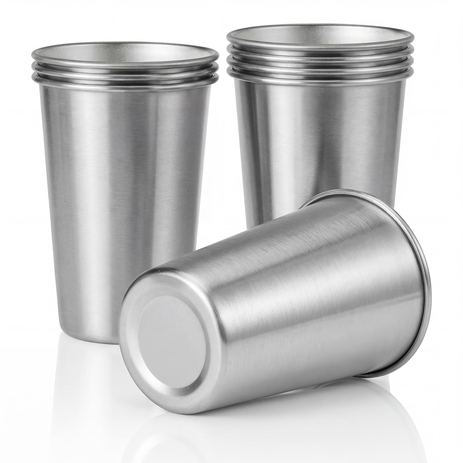 Zynaxir 6PCS 304 Stainless Steel Cup 500ml /17oz, Reusable Eco-Friendly Metal Drinking Cups, Stacked Beer Tumbler for Home, Travel, Party, Camping,Indoor Activities & Outdoor Picnics (Mixed Colors)