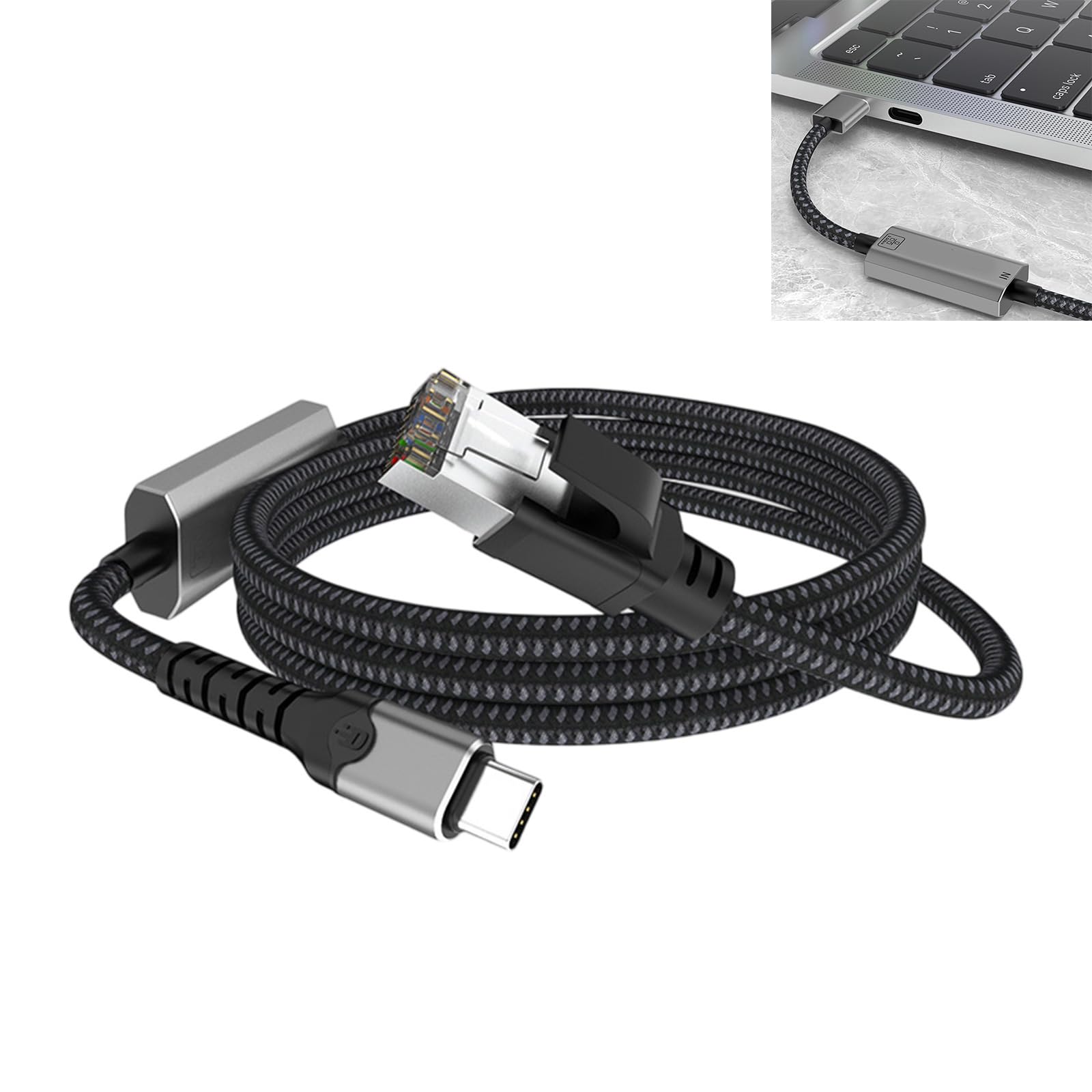 Cavo adattatore Gigabit Ethernet da 2500 Mbps da USB C maschio a connettori RJ45 per una connessione Internet stabile su più dispositivi