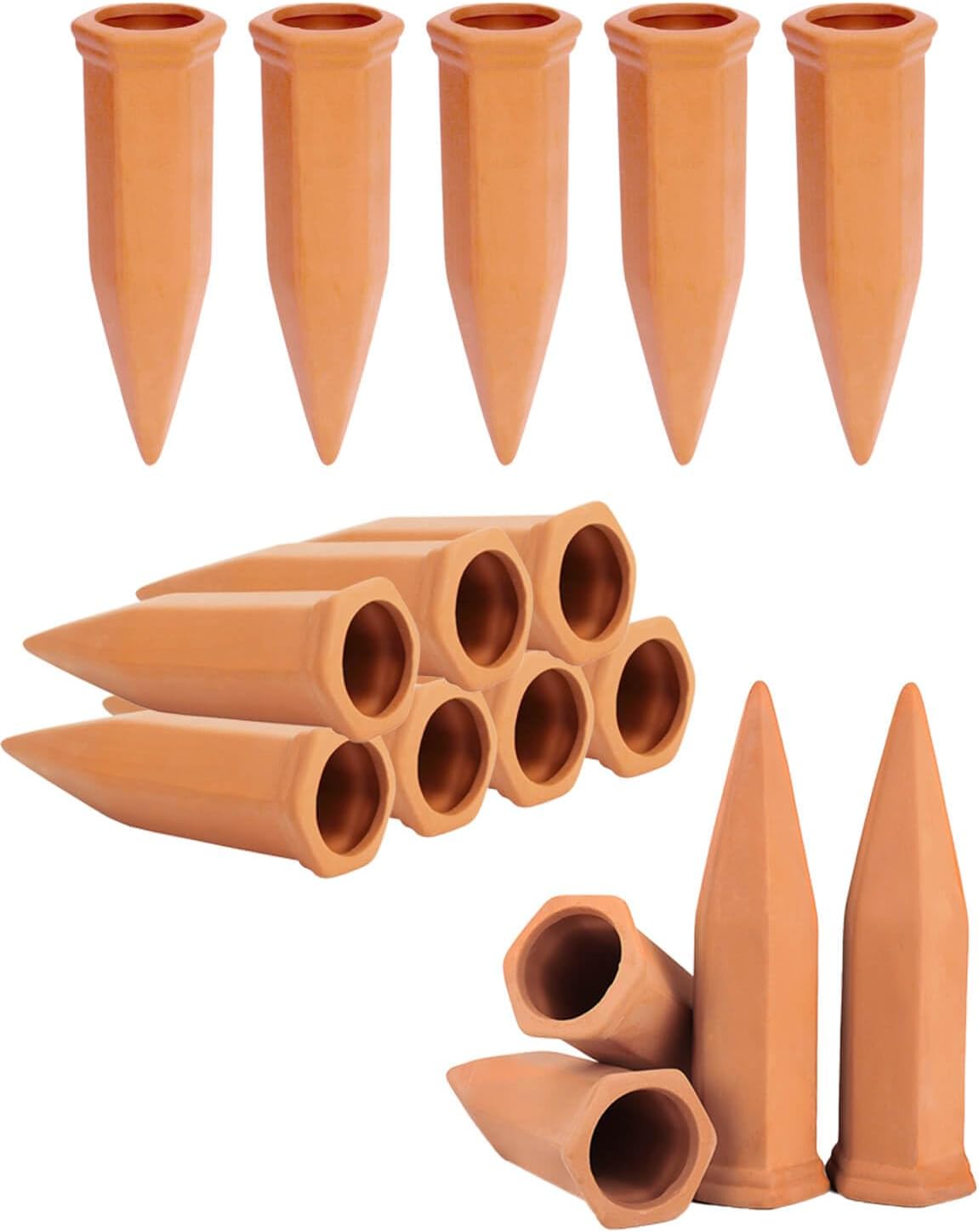 vensovo Terracotta Self Watering Spikes - 16 Pcs Potted Plant Watering Devices Vacation Self-Watering Stakes for Outdoor, Indoor Plants, Wine Bottle
