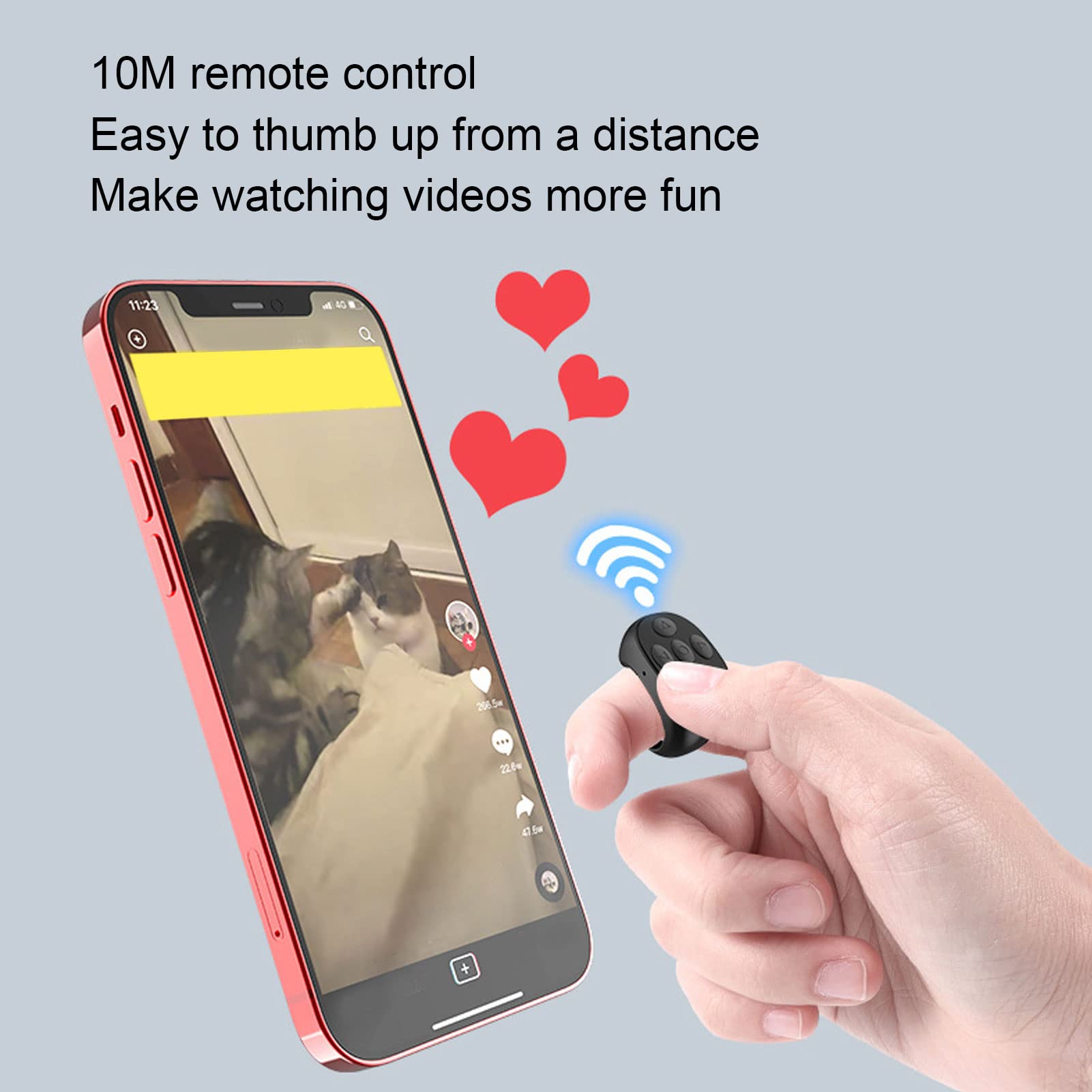 Sterowanie Bluetooth Przewracanie Stron, Przewracanie Stron Palcami dla Wielofunkcyjny Pilot Bluetooth do Robienia zdjęć, Oglądania Filmów, Czytania Powieści (Czarny)
