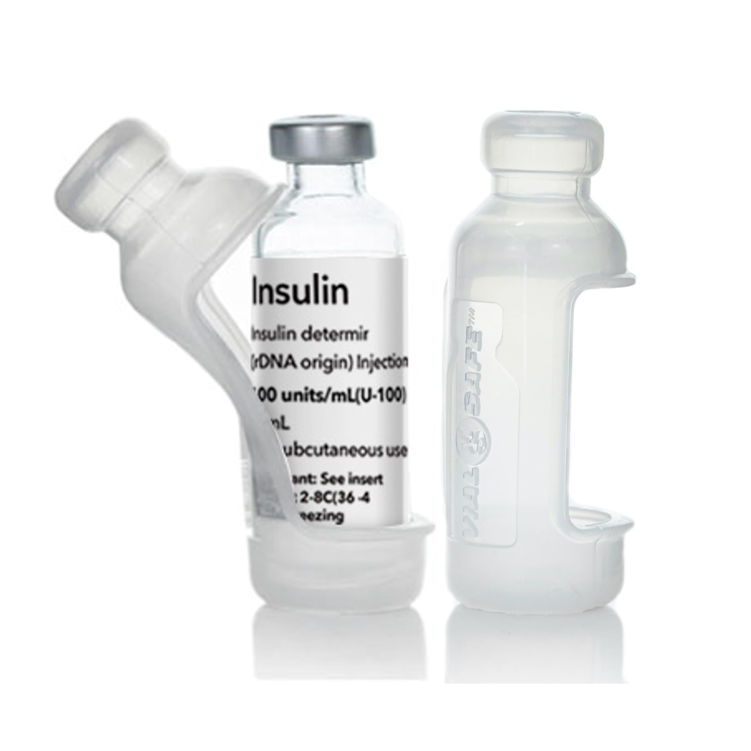 Vial Safe™ | Insulin Vial Protector Case | Secure Insulin Bottle Protector & Cover for 10mL Vials | Fits Lantus, Admelog, Apidra | 2-Pack | Clear