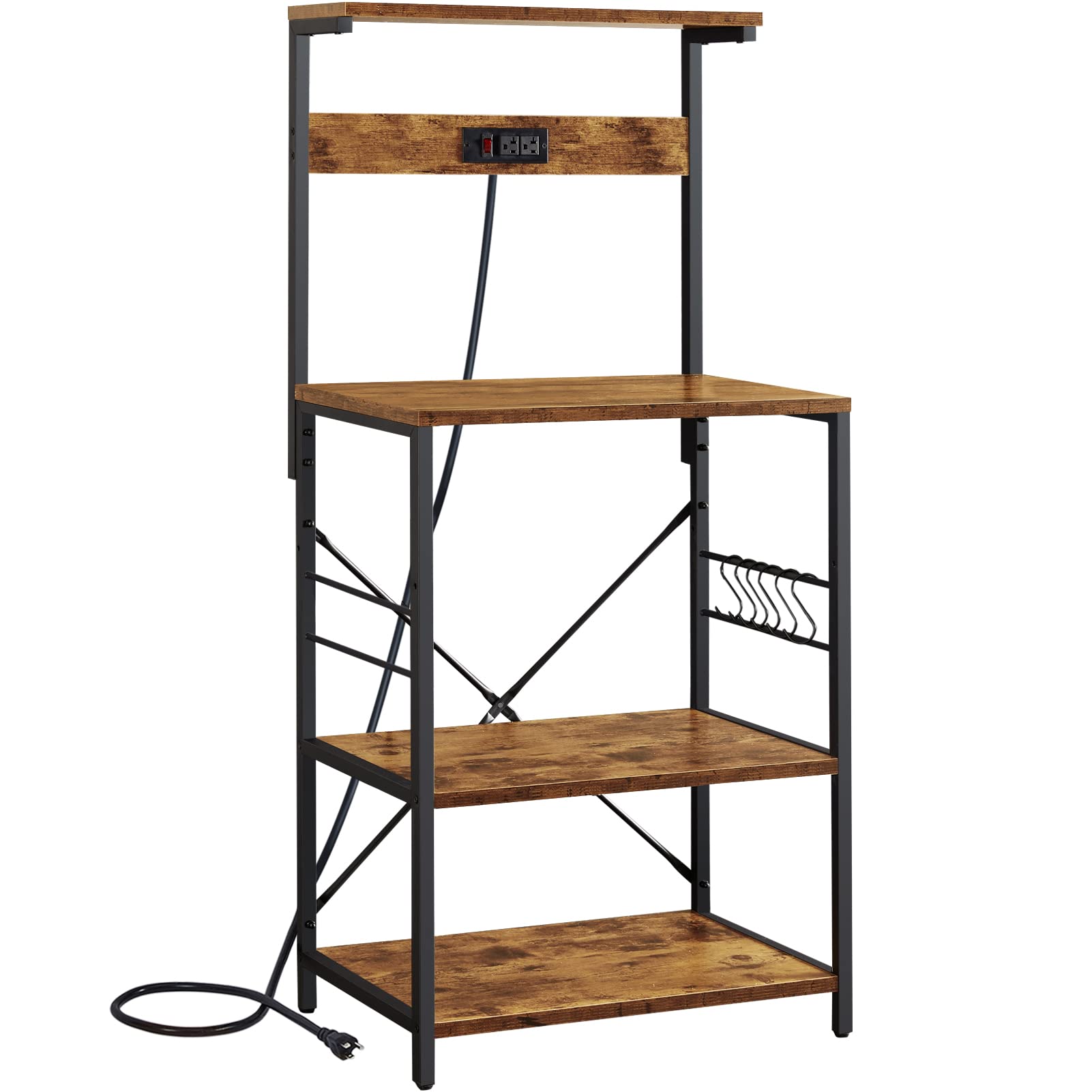 Photo 1 of **item missing hardware**
SUPERJARE Kitchen Bakers Rack with Power Outlet, Coffee Bar Table 4 Tiers