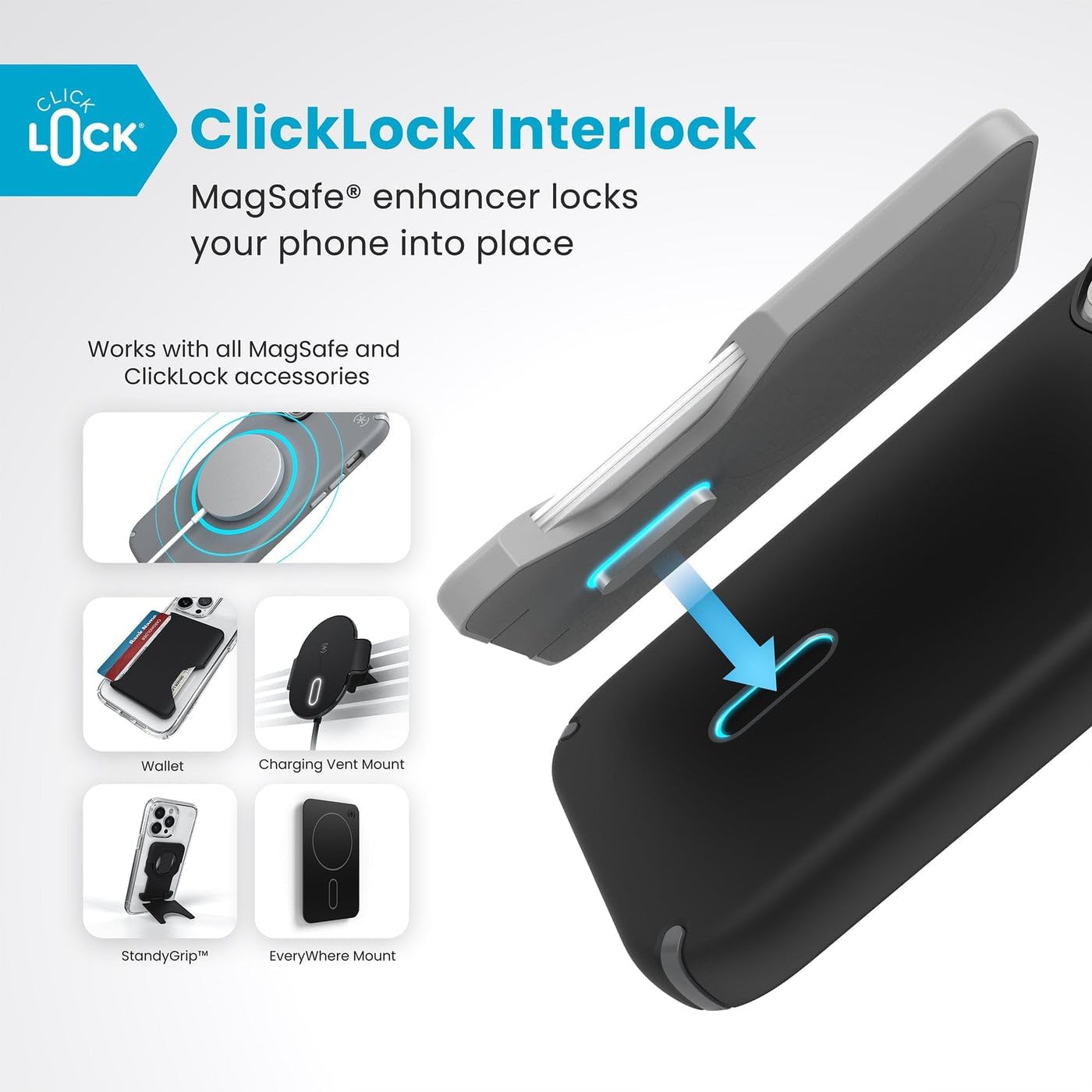 Speck Black iPhone 16 Pro Case MagSafe and ClickLock - Slim Phone Case iPhone 16 Pro - iPhone 16 Pro Phone Case - Presidio2 Pro - Black/Slate