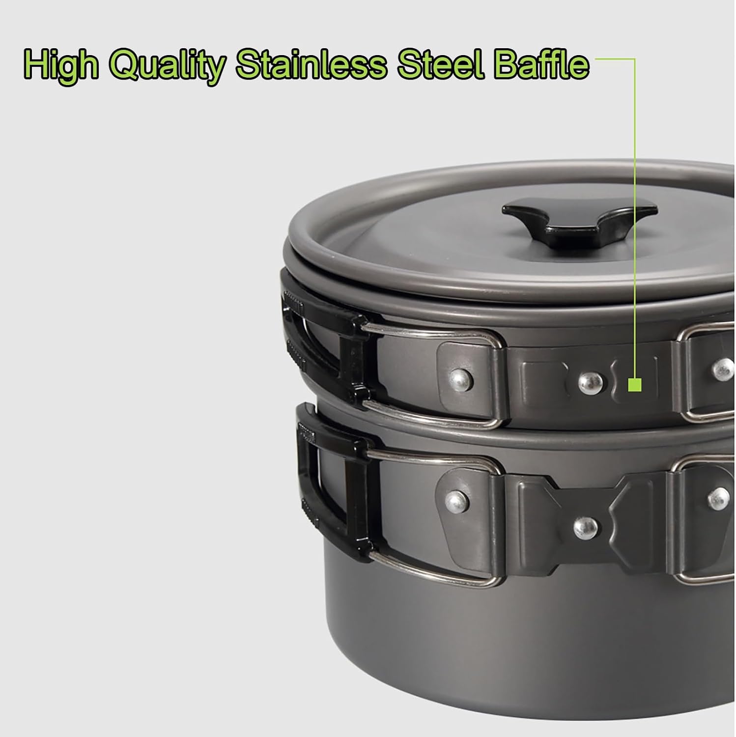 GAUDIO Camping Cookware Set, Portable Camping Cookware with Non-Stick Camping Pan for Camping Hiking Picnic