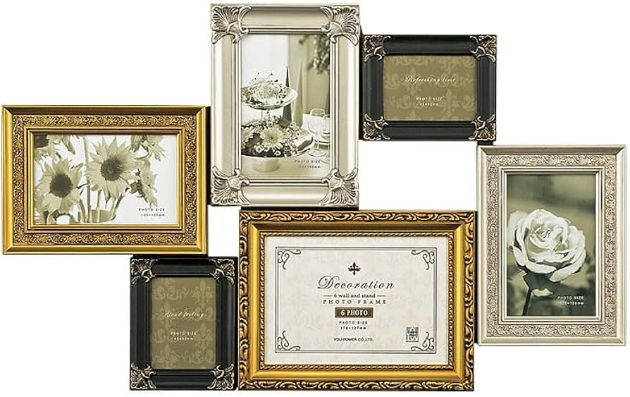 金色の天使付きフォトフレーム Amazon.co.jp: ファミリー 6窓 フォトフレーム 壁掛け 多面 写真立て