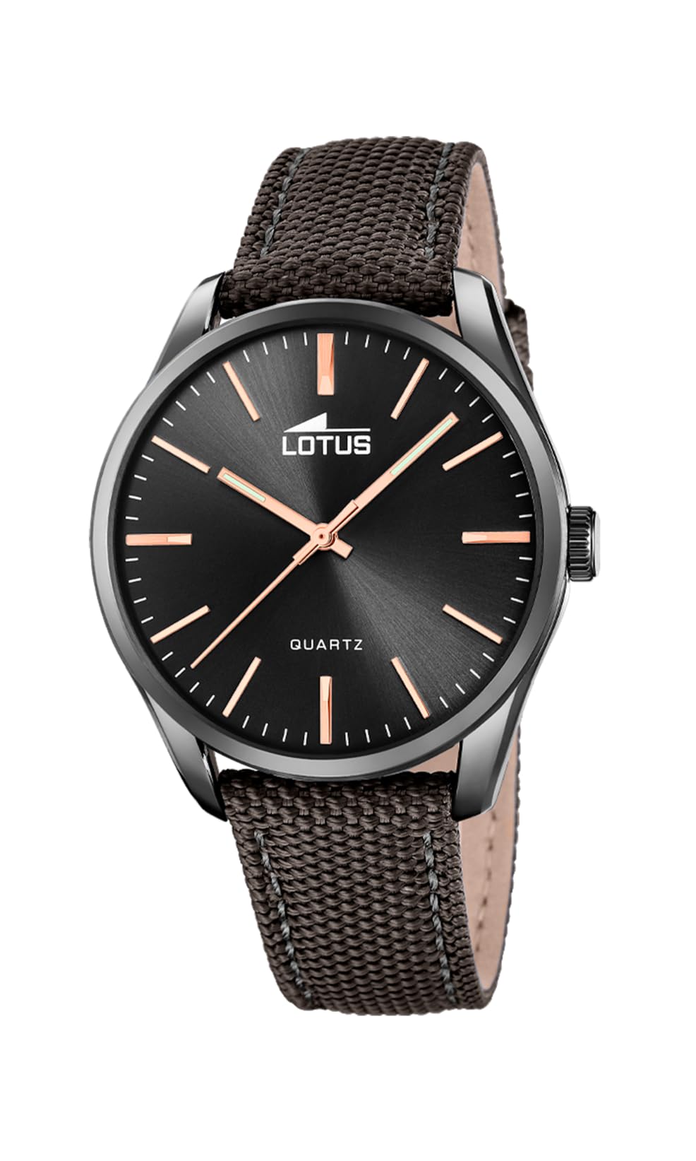 LOTUS Reloj Hombre Analógico de Nylon Marrón - Casual Deportivo Estilo Militar - Cristal Mineral de Alta Resistencia 5 ATM - Movimiento de Cuarzo 19070/2 Minimalist