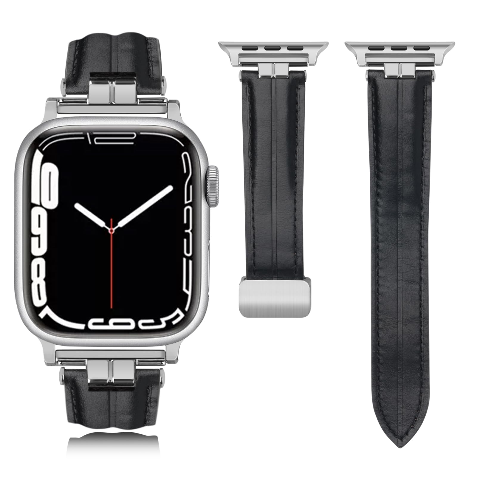 mxiixnaiMagnetic for Apple Watch Ultra Band 49mm 45mm 44mm 42mm 41mm 40mm 38mm,Genuine Leather Replacement Band Compatible with iWatch SE2 SE Series 9 8 7 6 5 4 3 2 1