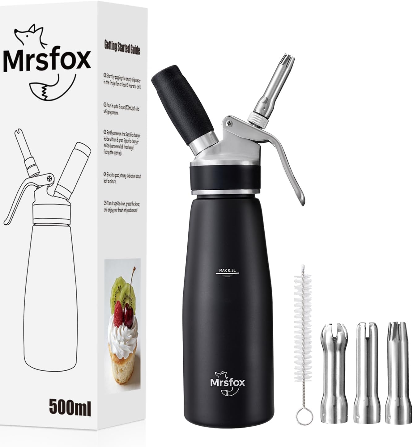 Professional Aluminum Whipped Cream Dispenser – 1 Pint / 500 mL Leak-Proof Canister – Ideal for Desserts, Coffee, Cocktails & Sauces (N₂_O Chargers Not Included) (Blue)