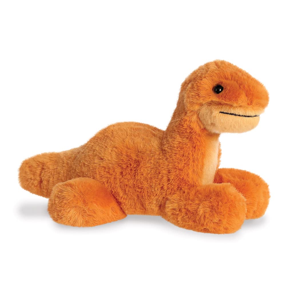 31862 Mini Flopsie Brontosaurus Dinosaur, 20.5 cm, Eco-Friendly Plush Toy, Orange
