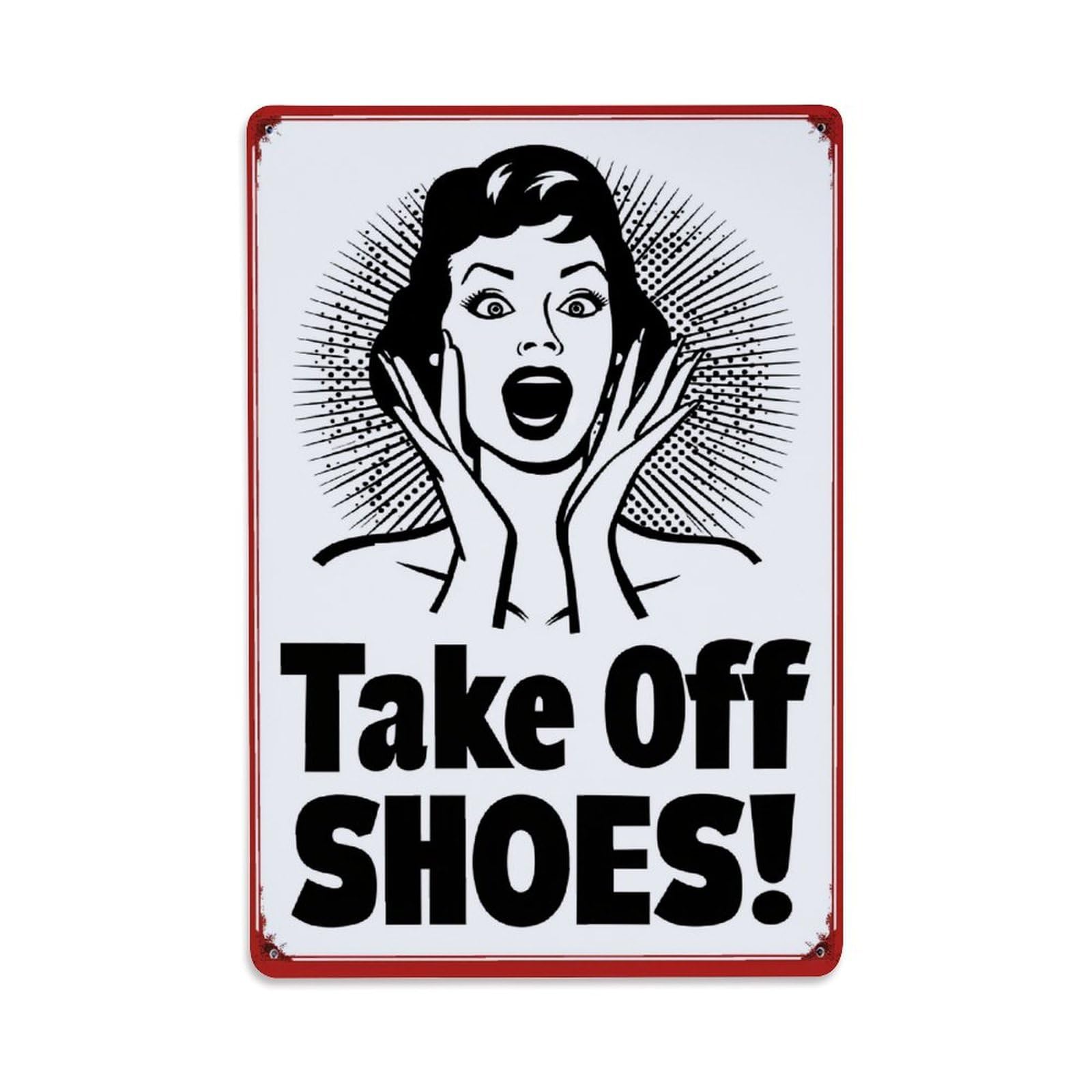 Take Off Shoes Sign Vintage Tin Sign Retro Metal Wall Decor Metal Poster, Home Bar Garage Farmhouse Cafe Wall Art Decoration 8x12Inches