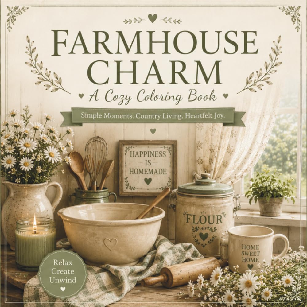 Farmhouse Charm: A Cozy Coloring Book