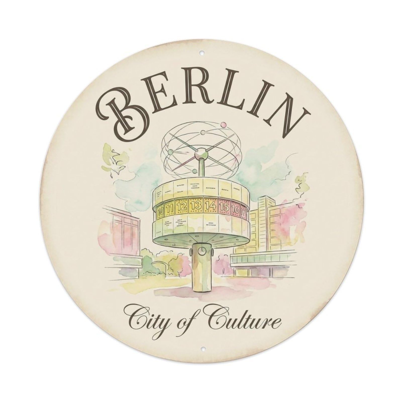 Yrnq 8X8inch Vintage Style Vintage Travel Berlin Germany Momento 1 Metal Tin Sign