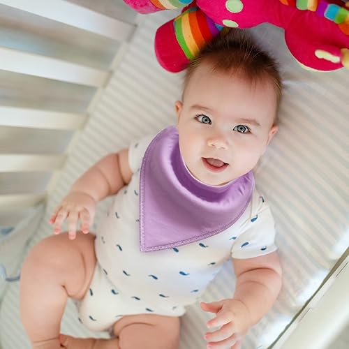 Miniatura 5 de Baberos bandana para bebé, paquete de 8 baberos para bebés, niños, niñas, unisex, 100% algodón, baberos suaves y absorbentes (búho de colores)