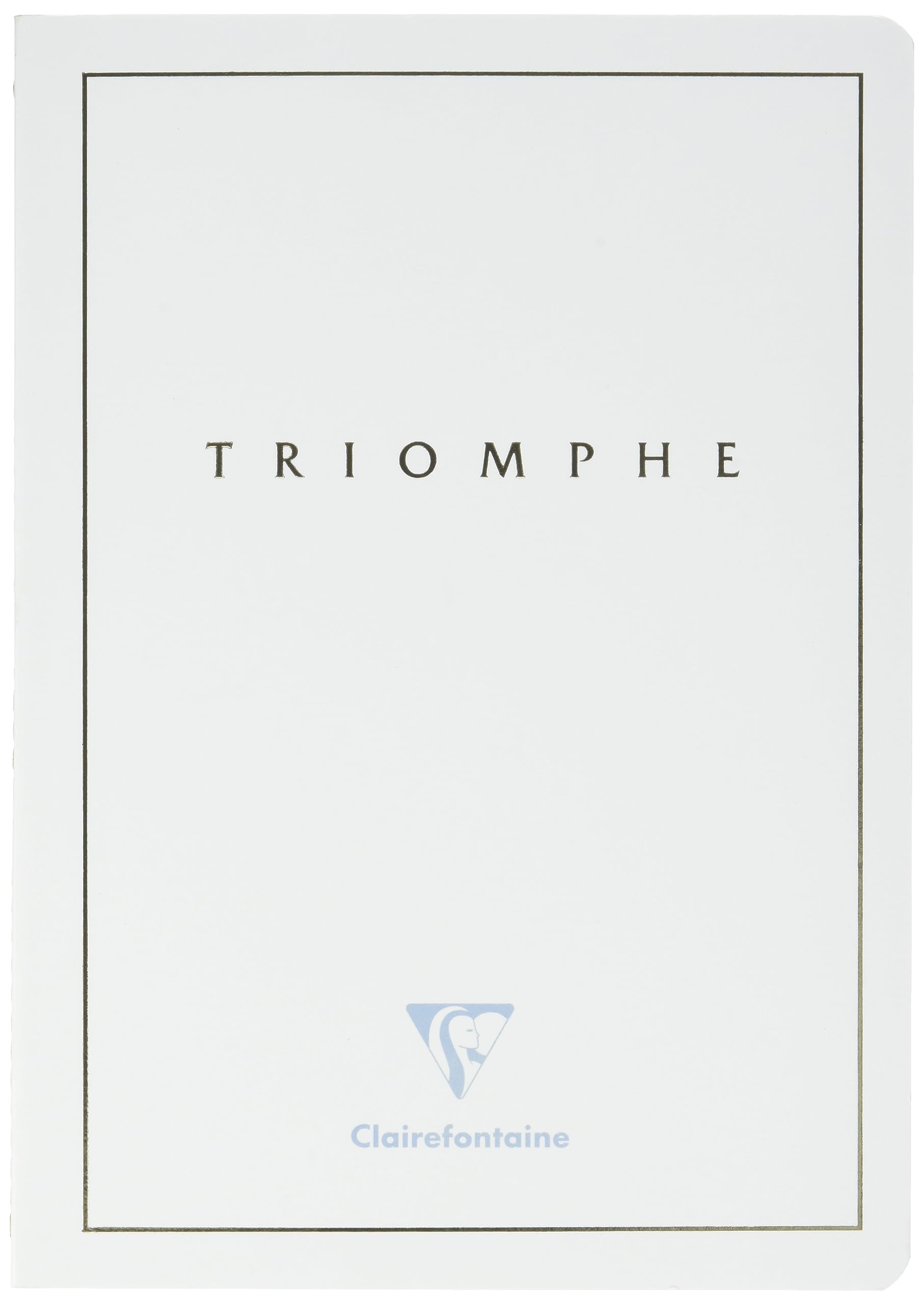Clairefontaine 36126C Triomphe GOLD Collection A White Sewn Notebook - A5 14.8x21 cm - 96 Lined Pages - 90 g White Paper - Card Cover with Gold Marking