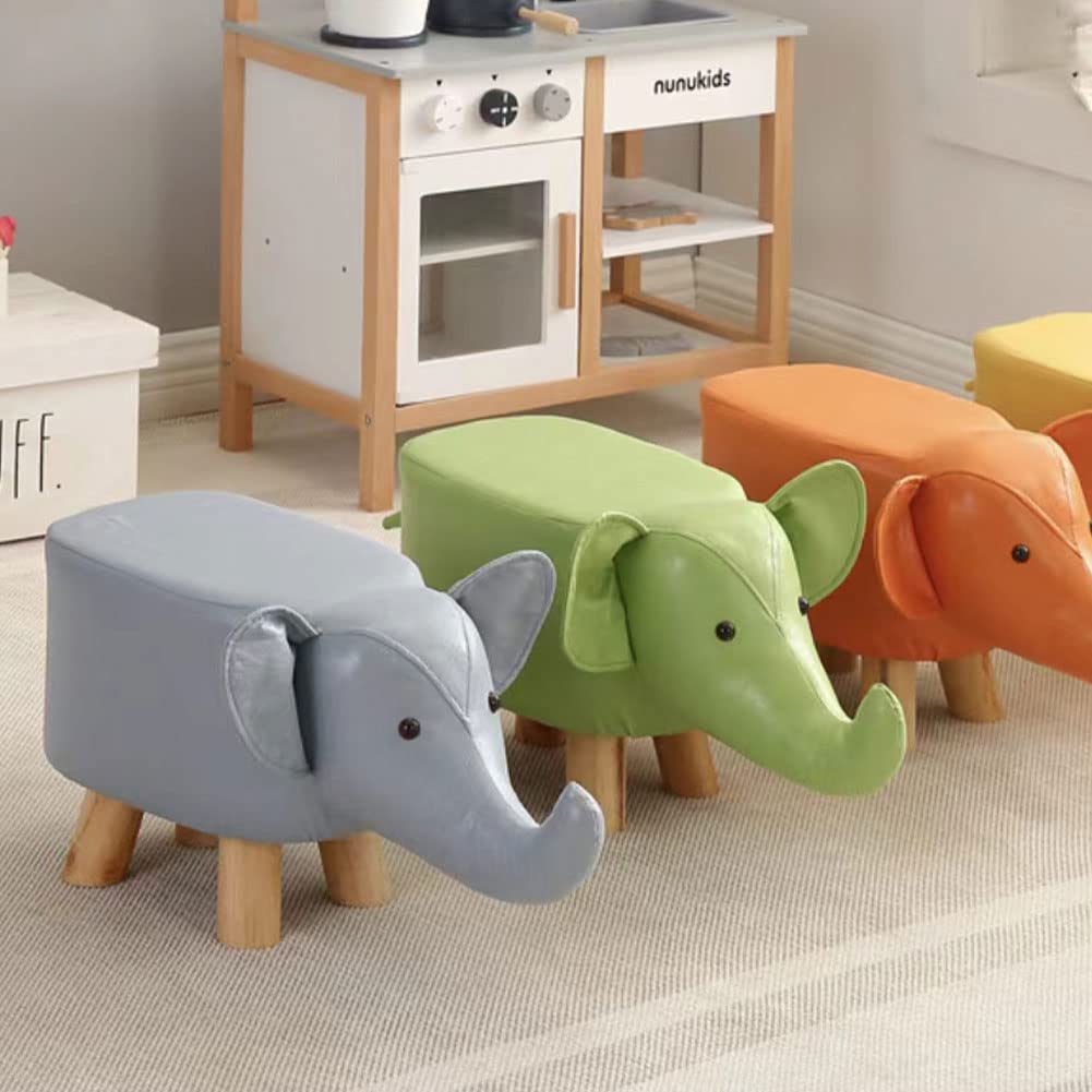 Reposapiés en Forma de Elefante, Taburete Acolchado con Estructura de Madera antiarañazos y Revestimiento de Piel sintética, puf, diseño Creativo, cómodo y Resistente, 22 x 30 x 28 cm (Azul)