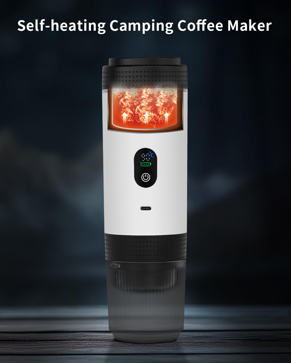 Tragbare elektrische Espressomaschine, Reisekaffeemaschine, kompatibel mit gemahlenem Kaffee und NS-Kapseln (Weiß mit LCD-Display)