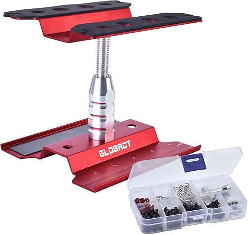 Globact Aleación de aluminio RC Car Repair Work Stand Hobby Tool Set de 360 grados de rotación de elevación o inferior y 270 piezas RC Tornillos Kit