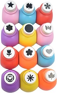 Craft Punching Machine | Paper Hole Tool for DIY Greeting Cards, Scrapbooks, & Stationery Items | Crafting Kit Materials for Art & Craft Projects | Multicolor Assorted Shapes - Pack of 12