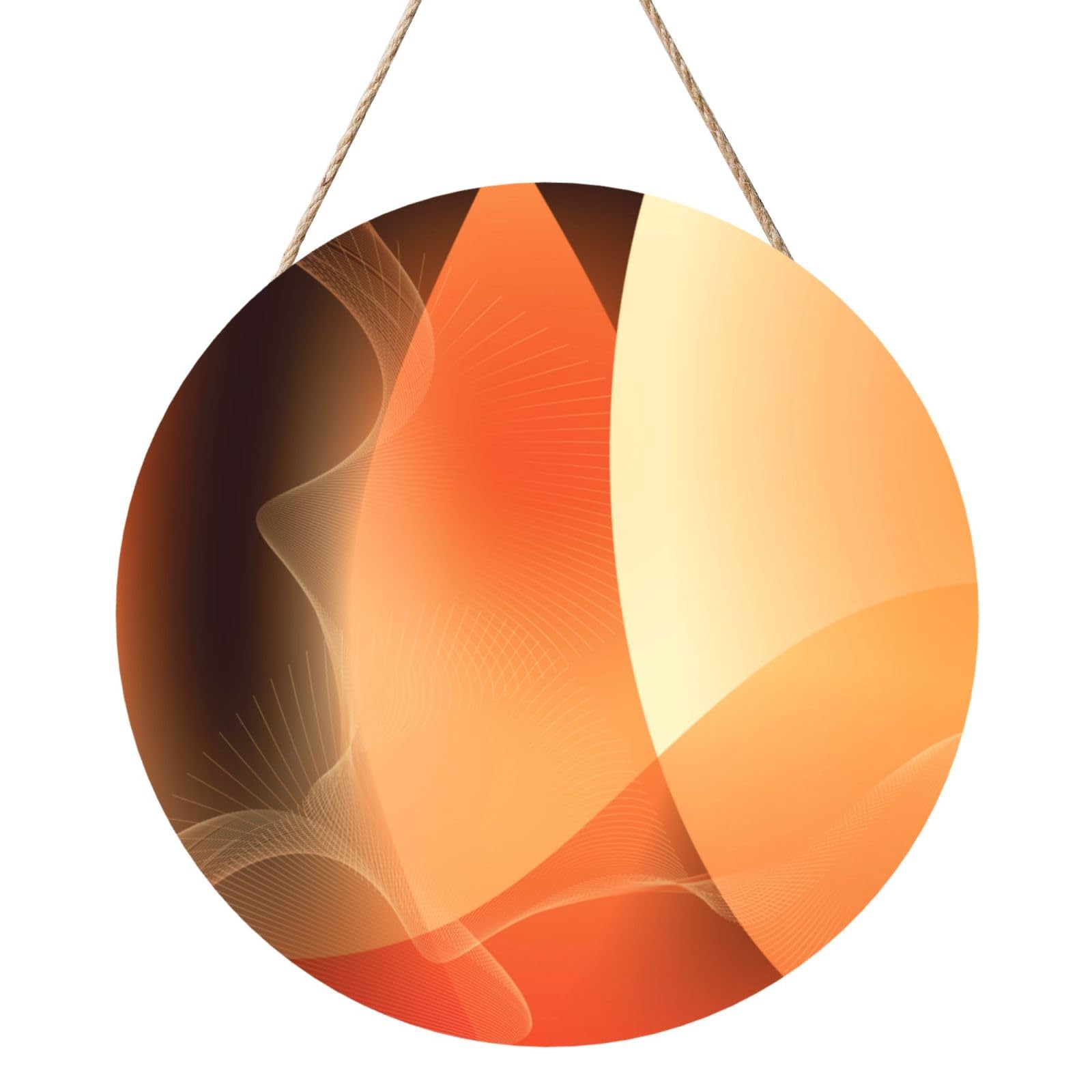 InOmak Abstract Orange And Brown Pattern, Round Wood Panel Painting 12 in, Wall Hanging Painting For Home