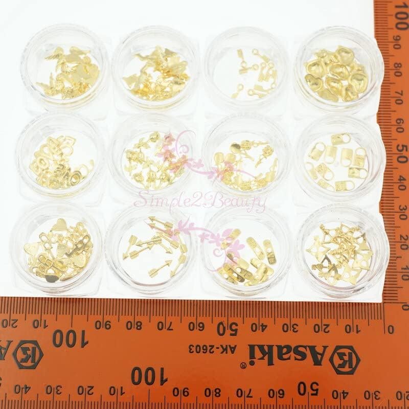 1 Set 120pcs Love Theme Heart Rose Flower Arrow Wings Key Loack Gold Plated Metal Nail Art Alloy Charms DIY Design Decorations
