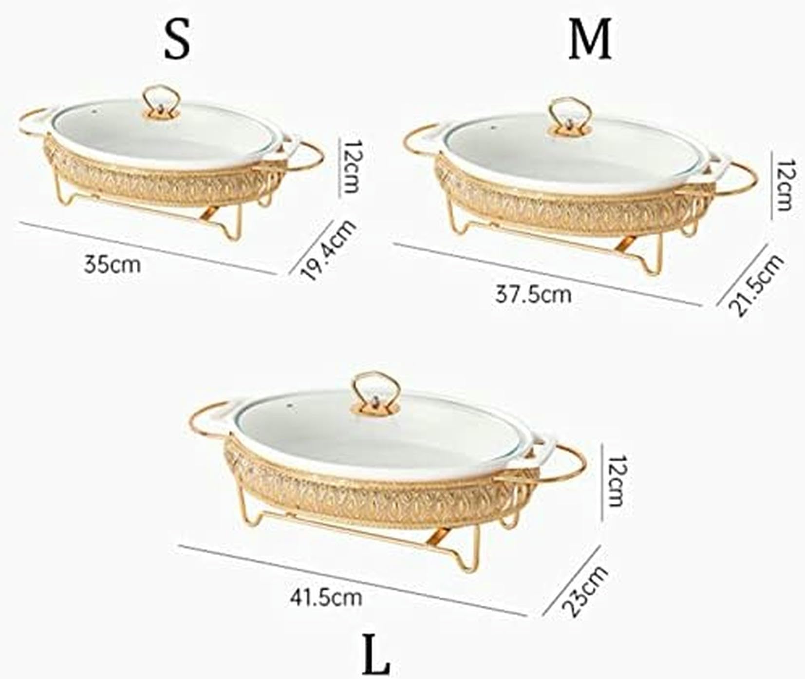 Piatto di Ceramica A Buffet, Cappellini di Smalto Ovale E Caldo A Buffet con Coperchio in Vetro, Vassoio Riscaldante per Il Ristorante, A Casa, Inverno ~/
