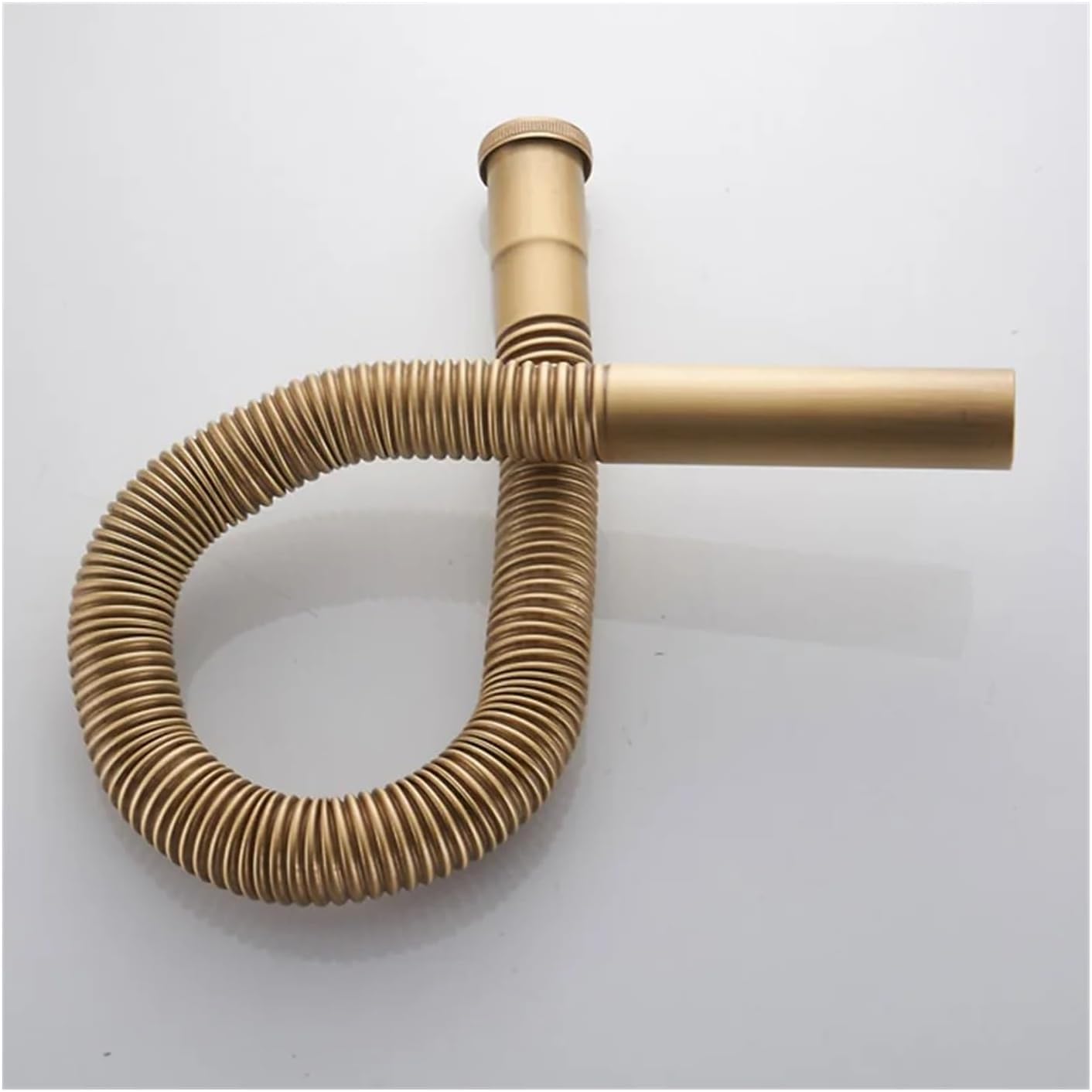 Generico Tubo di Sifone in Ottone, Scarico Flessibile, Attacco per Lavello Dn30, Accessori per Cucina E Bagno, Design Tricolore Nero E Cromo Anticato (Antique Brass)