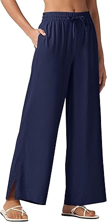 Willit Women's Wide Leg Pants Swim Beach Pants UPF 50+ Lightweight Travel Quick Dry Sun Protective 29" 31"