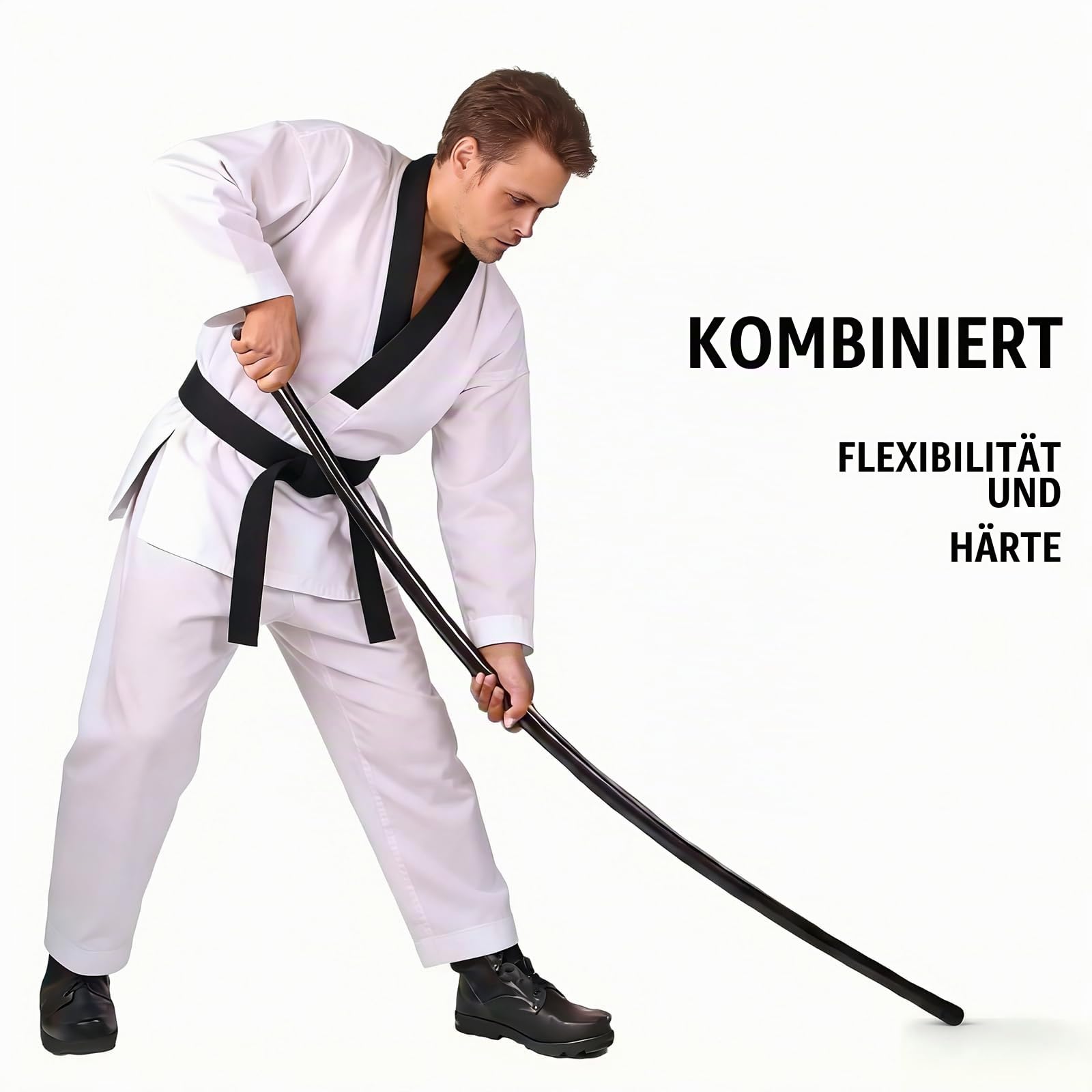 SeJean Faltbarer Stahl-Bo Staff – Schaumstoffgepolsterter Kampfsport-Trainingsstock für sicheres Üben, tragbares Design mit Tragetasche