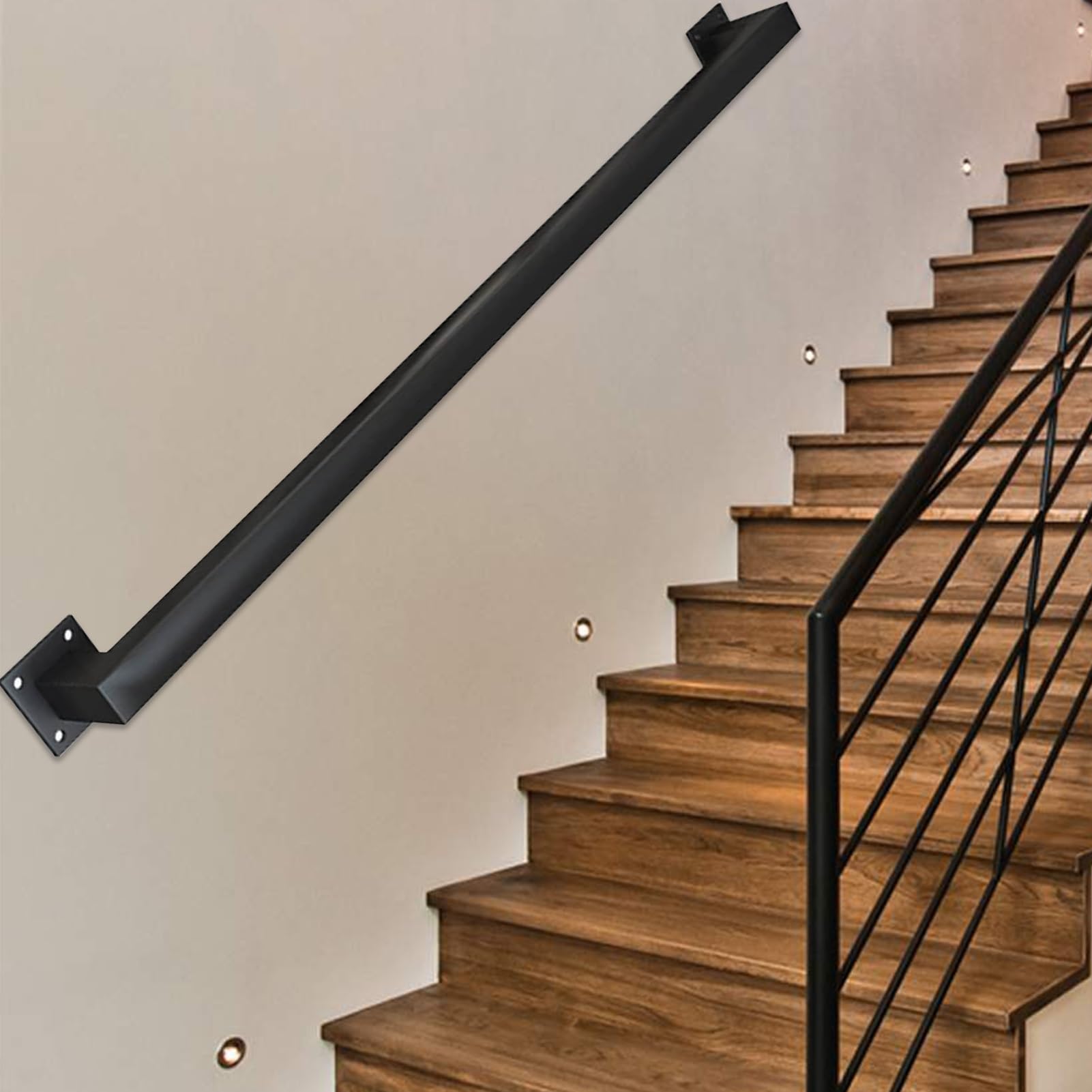 Rampe d'escalier antidérapante en tube carré pour une sécurité maximale