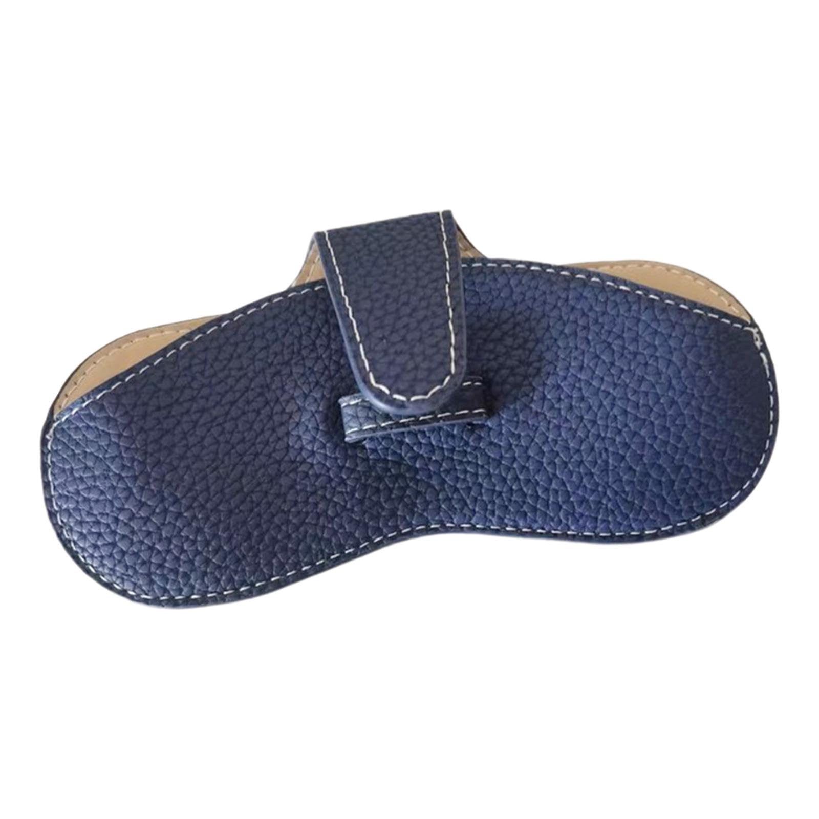 Sunglasses Case Stylish Lightweight PU Leather Solid Color Protective Sleeve Navy Blue|Health & Beauty | Vision Care | Eyeglass Cases-image-3
