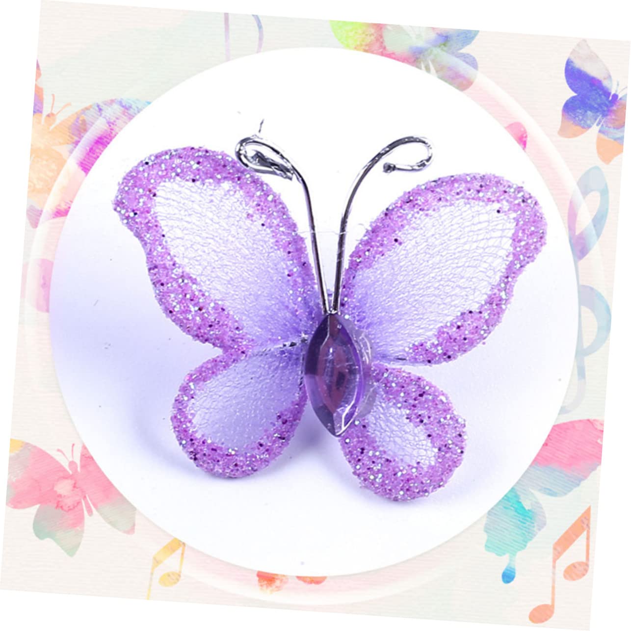 ABOOFAN 300 Stk Retikulierter Schmetterling Mädchenzimmerdekorationen Glitzer-schmetterlingsjuwel Mesh-schmetterlinge Schmetterling Für Blumensträuße Schmetterling Aus Draht Violett Stoff