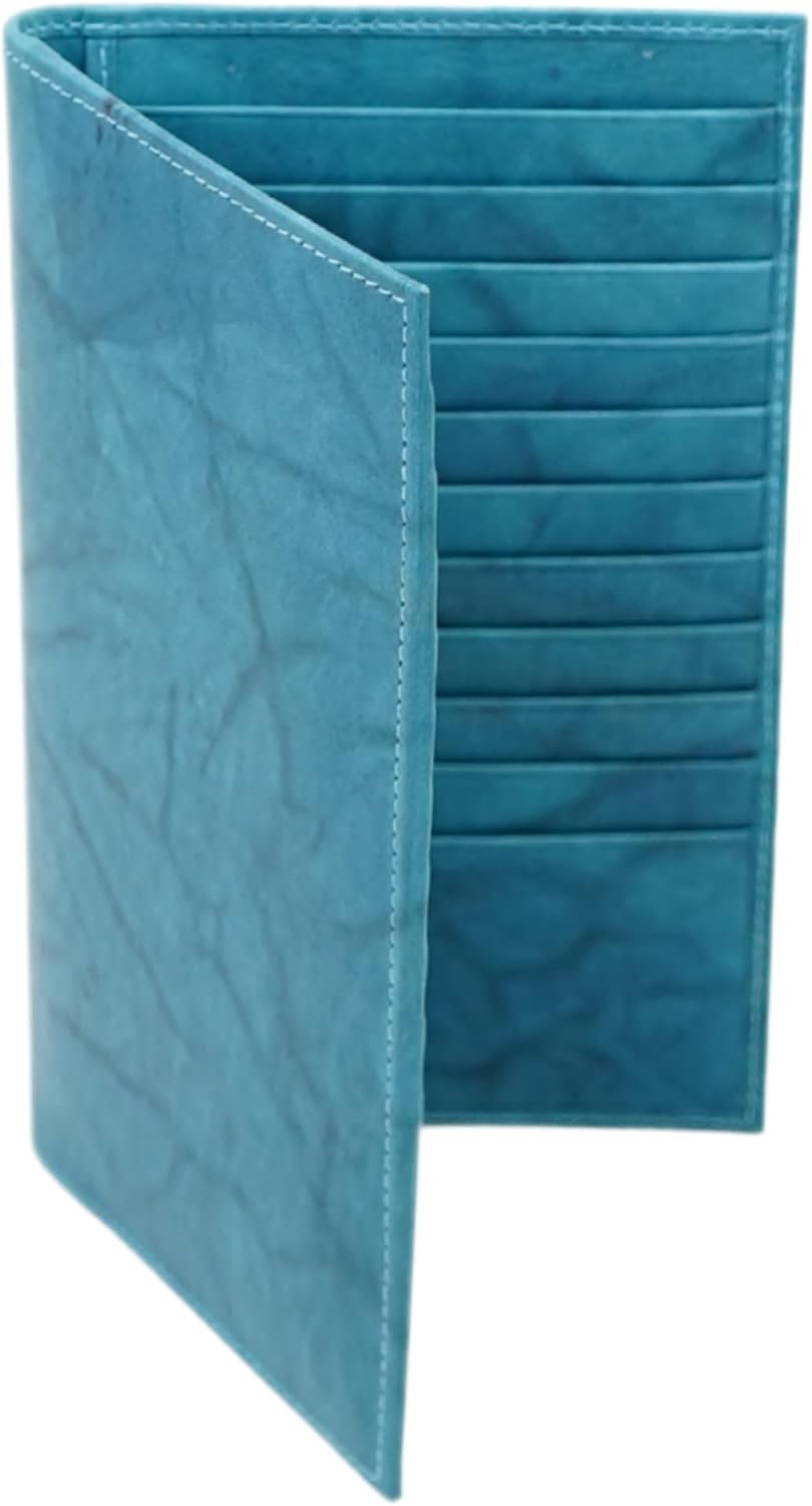 AG Wallets Leather Wallet for Men & Women - Secure RFID Wallet with Space for 20 Credit Cards, 1ID & Cash - Cowhide Leather - Slim Bifold Wallet - Long Wallet for Casual or Office - Peacock Blue