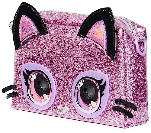 PURSE PETS - SAC POCHETTE CHATON - Sac pour Enfant Chat Format Sac À Main - Animal Animé Chaton Aux Yeux Qui Changent De Couleurs - À L'Epaule Ou Au Poignet - Effets Lumineux - Jouet Enfant 4 Ans Et +