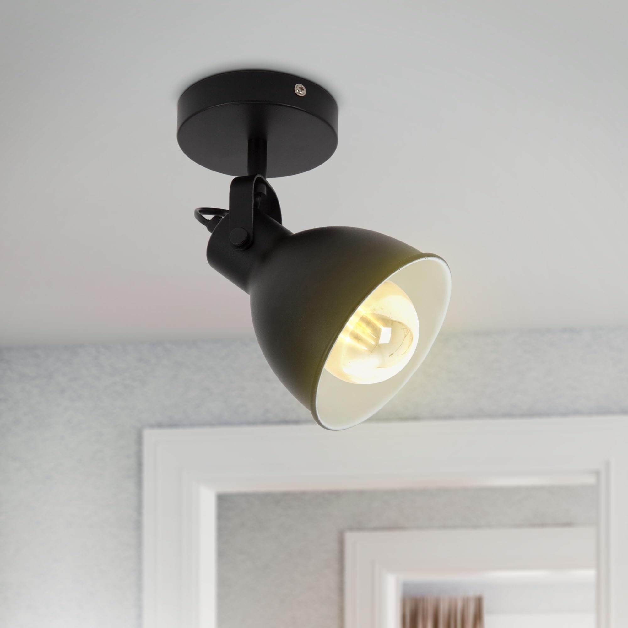 B.K.Licht I Applique murale rétro I pivotante & orientable I design industriel I vintage I spot mural I noir-blanc I E27 (Lot de 2)