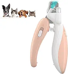Cortador De Unha Pet, com Luz Led, 13cm, para Cães e Gatos de Pequeno, Médio e Grande Porte (ROSA)